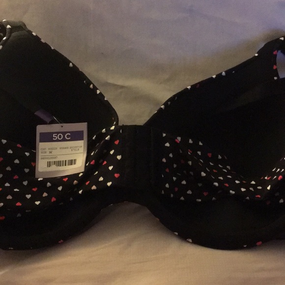 Catherines Small Hearts Full Coverage Underwire Bra Plus Size 50C - Picture 3 of 9